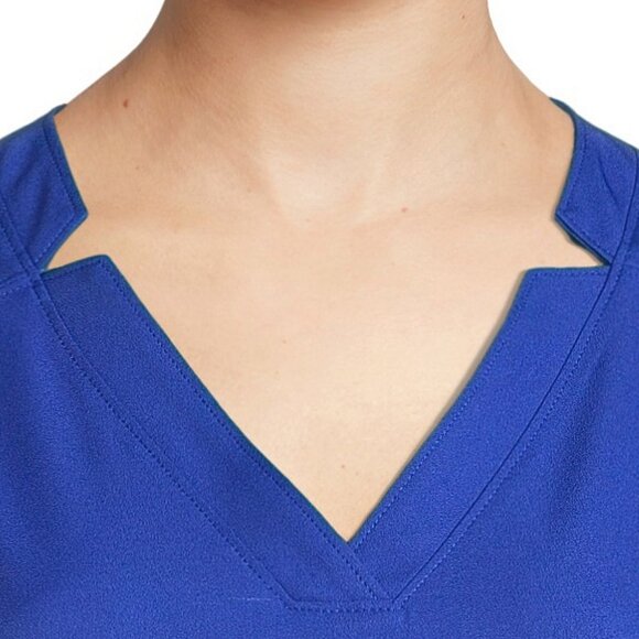 Climate Right V-Neck Scrub Top Silver Ion Anti-Bacterial Womens Sz M Woven Twill - Picture 6 of 10